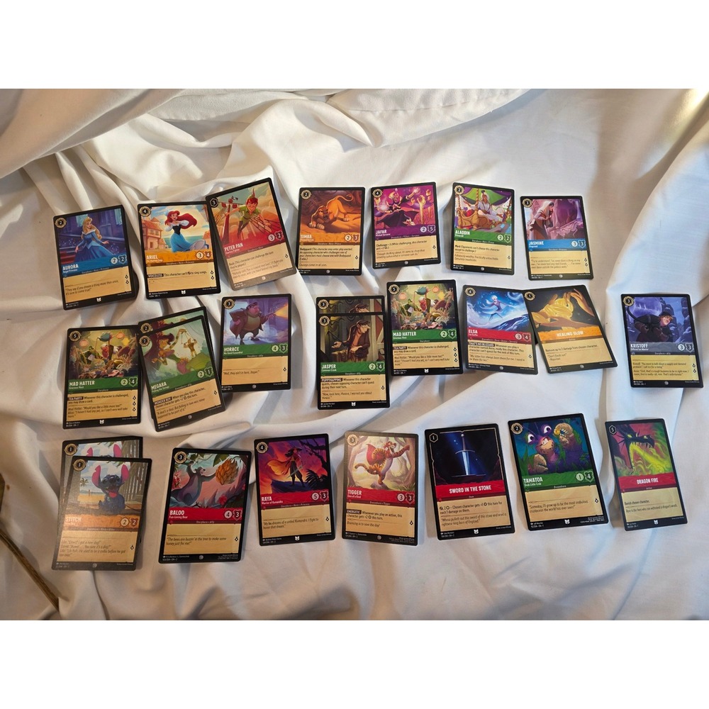 Disney Lorcana TCG Card Lot 22ct Elsa Stitch Simba Mad Hatter First Chapter